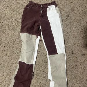 Brown patch jeans, shein